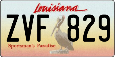 LA license plate ZVF829