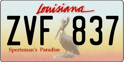 LA license plate ZVF837