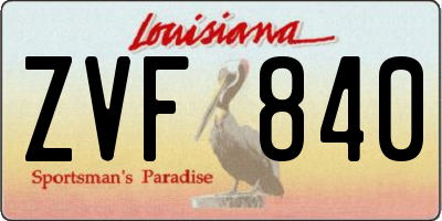 LA license plate ZVF840