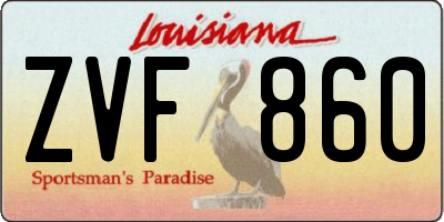 LA license plate ZVF860