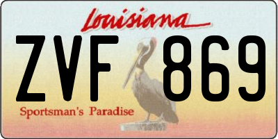 LA license plate ZVF869