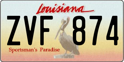 LA license plate ZVF874