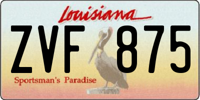 LA license plate ZVF875