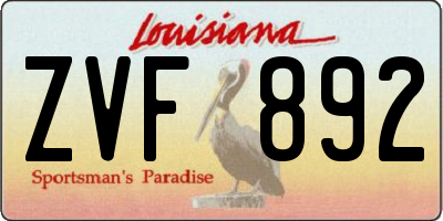 LA license plate ZVF892