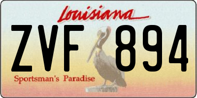 LA license plate ZVF894