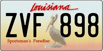 LA license plate ZVF898