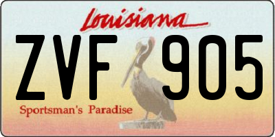 LA license plate ZVF905