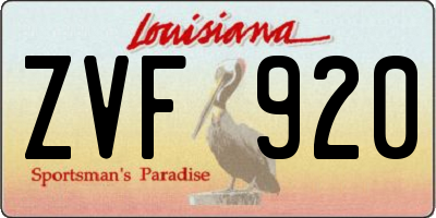 LA license plate ZVF920