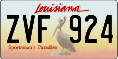 LA license plate ZVF924