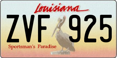 LA license plate ZVF925