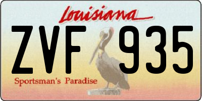 LA license plate ZVF935