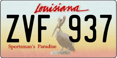 LA license plate ZVF937