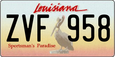 LA license plate ZVF958