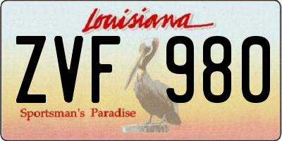 LA license plate ZVF980