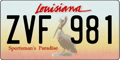 LA license plate ZVF981