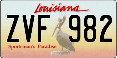 LA license plate ZVF982