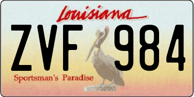 LA license plate ZVF984