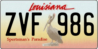 LA license plate ZVF986