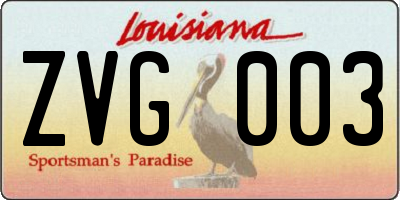 LA license plate ZVG003