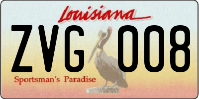 LA license plate ZVG008