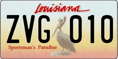 LA license plate ZVG010