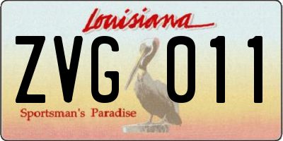 LA license plate ZVG011