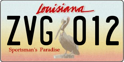 LA license plate ZVG012