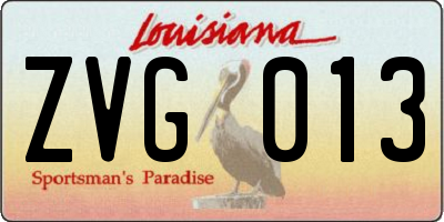 LA license plate ZVG013