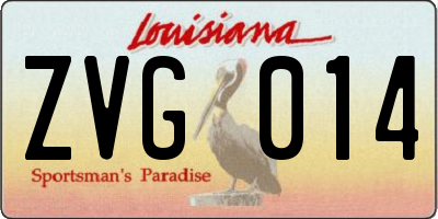 LA license plate ZVG014