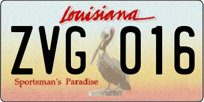 LA license plate ZVG016