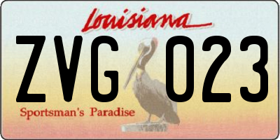 LA license plate ZVG023