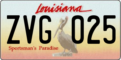 LA license plate ZVG025