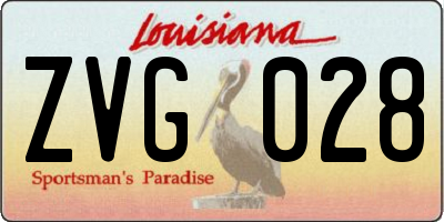 LA license plate ZVG028