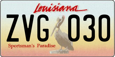 LA license plate ZVG030