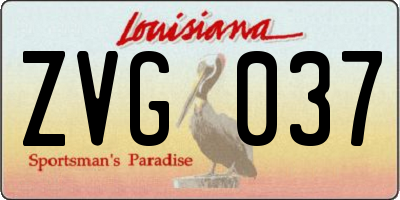 LA license plate ZVG037