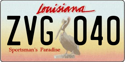 LA license plate ZVG040