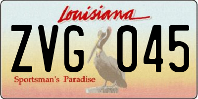 LA license plate ZVG045