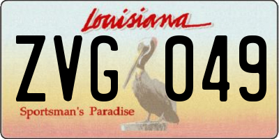 LA license plate ZVG049