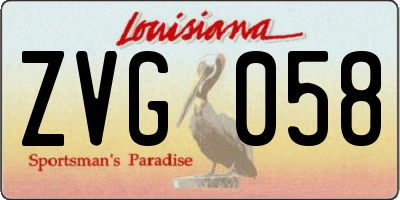 LA license plate ZVG058