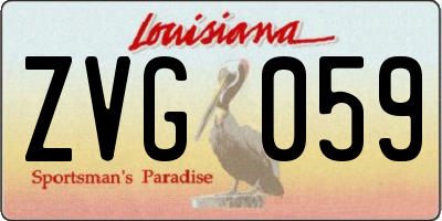 LA license plate ZVG059