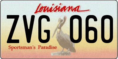 LA license plate ZVG060