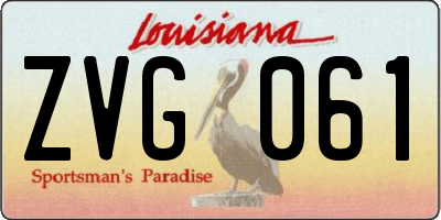 LA license plate ZVG061