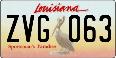 LA license plate ZVG063