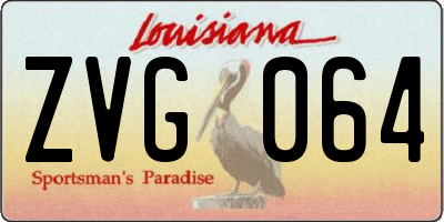 LA license plate ZVG064