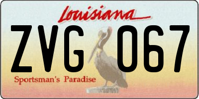 LA license plate ZVG067