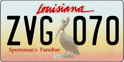 LA license plate ZVG070