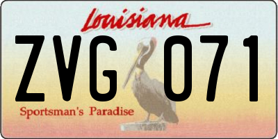 LA license plate ZVG071