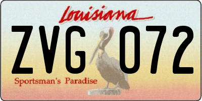 LA license plate ZVG072