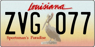 LA license plate ZVG077