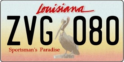 LA license plate ZVG080